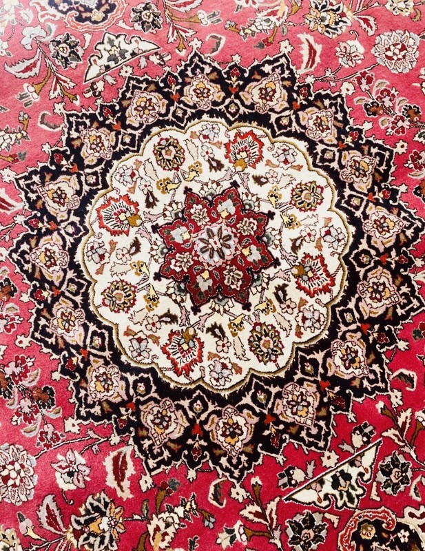 pair of Wool & silk Tabrizz Hand Knotted Large Rug 10x7 each red by taghizadeh gallery