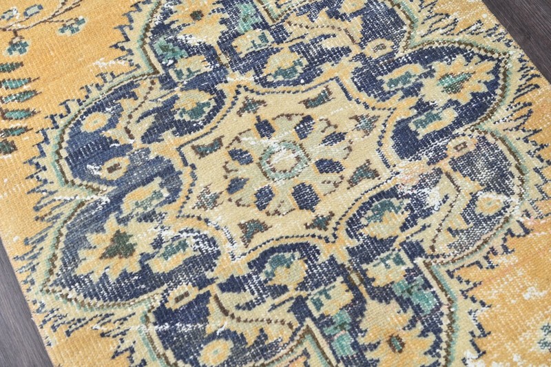 Vintage Turkish Runner Rug 3x10ft Wool Anatolian Handmade Hallway Oushak ORANGE gallery