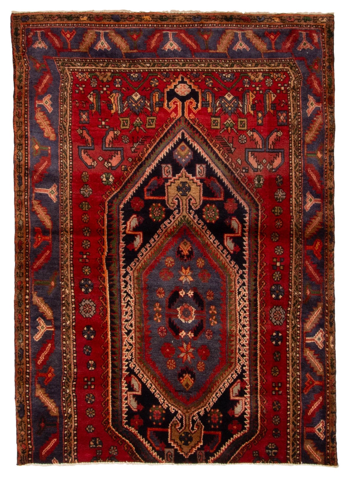 Vintage 3'10" x 5'5" Traditional Hand Knotted Vegetable Dye Wool Area Rug gallery