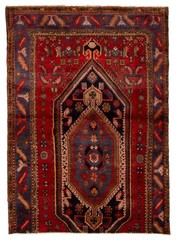 Vintage 3’10” x 5’5″ Traditional Hand Knotted Vegetable Dye Wool Area Rug