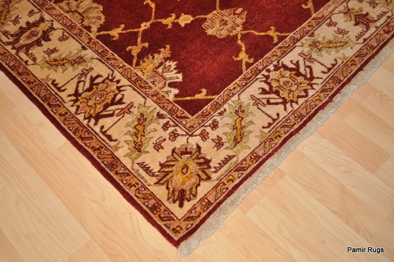 6'x9' HANDMADE WOOL RUG Red Burgundy GOLD vegetable dye rug OUSHAK, Kazak Heriz gallery