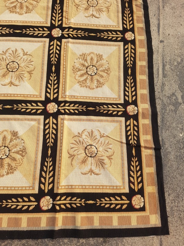Vintage Handmade French Aubusson Style Wool Needlepoint Area Rug 302x234 cm gallery