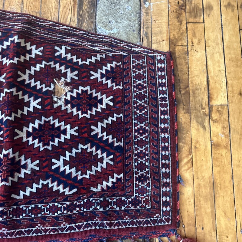 ANTIQUE TURKOMAN ASMALEK Yomud Rug Large Size 47”x36” Approx gallery