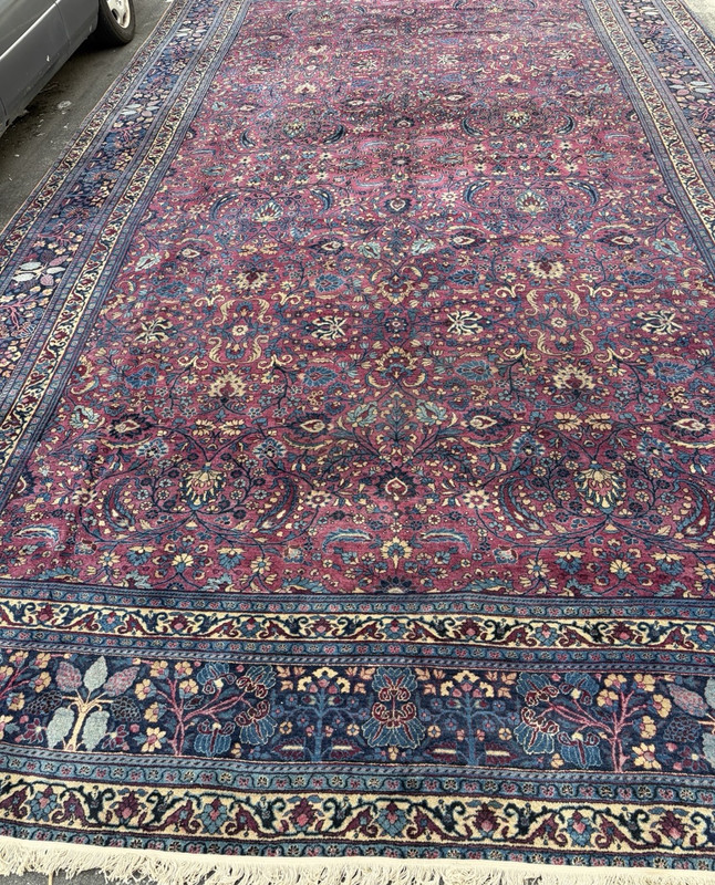 Auth: 20's Palatial Antique Rug Estate Beauty Botanical Beauty Wine 13x23 gallery