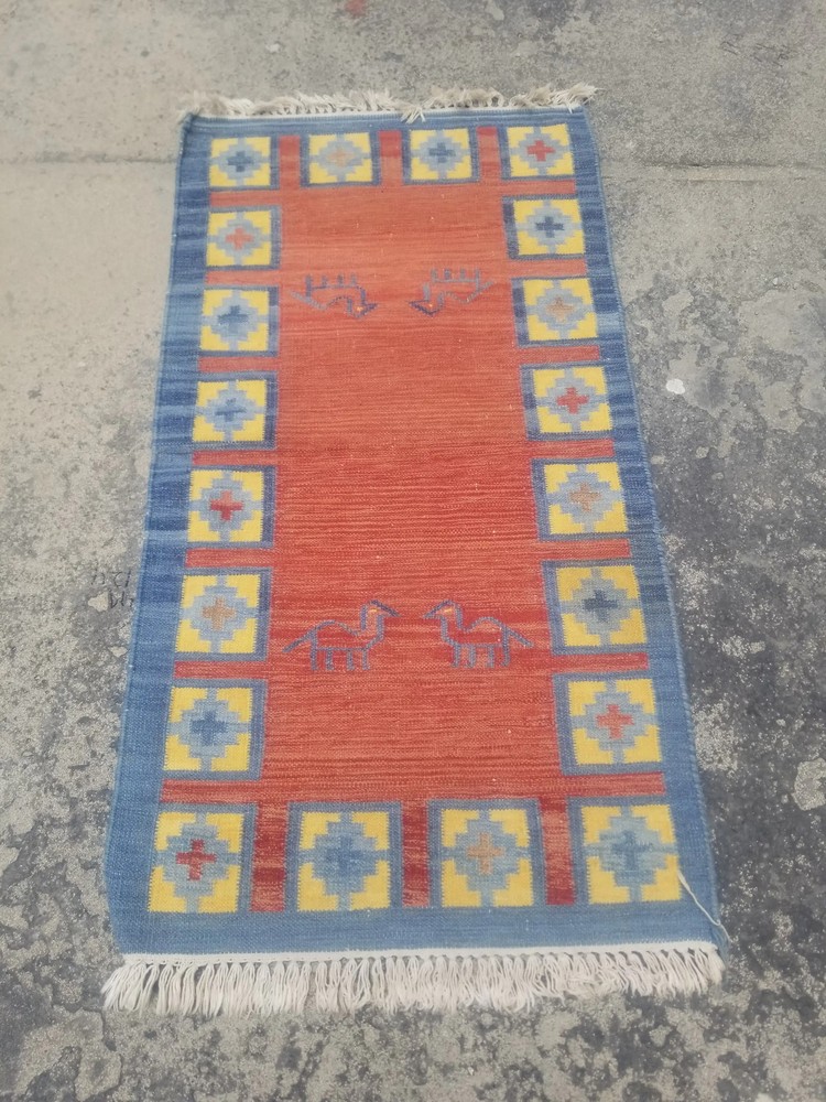Fine Vintage Traditional Handmade Gabbeh Wool Multicolor Kilim 4.1x2.3 ft