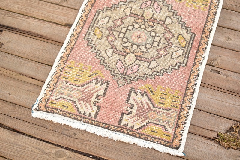 Turkish Carpet Hand Knotted 1x3 Size Doormat Chair Multi Color Rug 54x98cm gallery