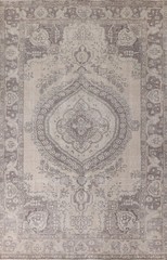 Handmade Distressed Beige / Gray Vintage Wool Area Rug 6×9 Ft Traditional Carpet