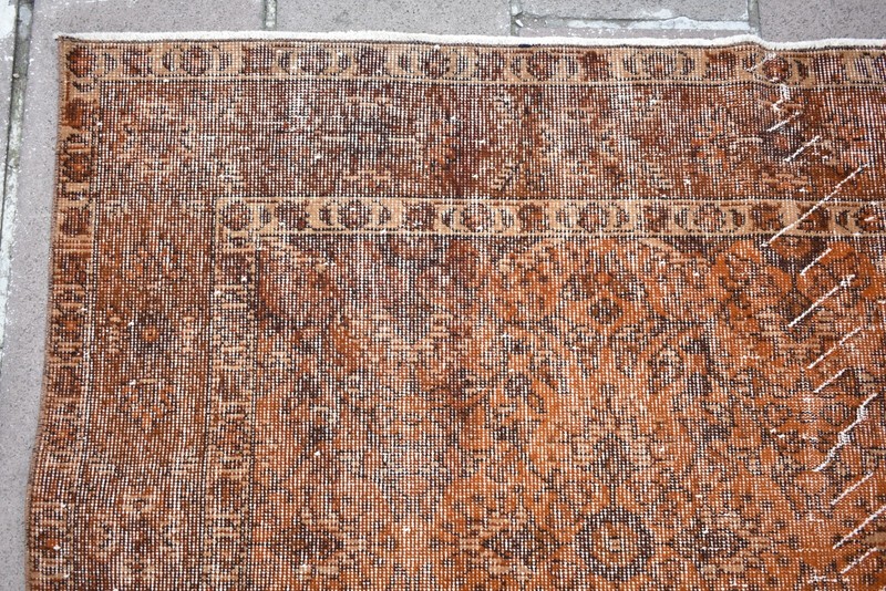 Vintage Turkish Rug 6 x 10 ft Anatolian Over Dyed Rug Painted Wool Area Rug gallery