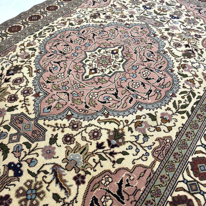 4x7 Blush Pink Ivory Antique Wool Oriental Rug With Floral Medallion-Tariff Fre gallery