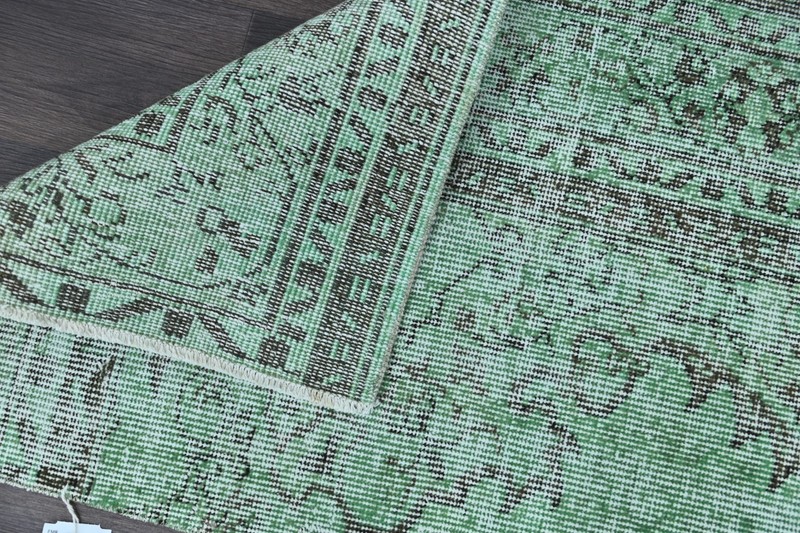 Vintage Turkish Runner Rug 2x9ft GREEN Handmade Anatolian Oushak Hallway Wool gallery