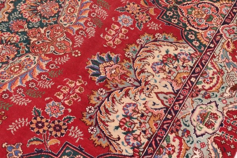 Captivating Hand-Knotted Wool Area Rug - Ruby Red & Multi-Colored Medallion gallery