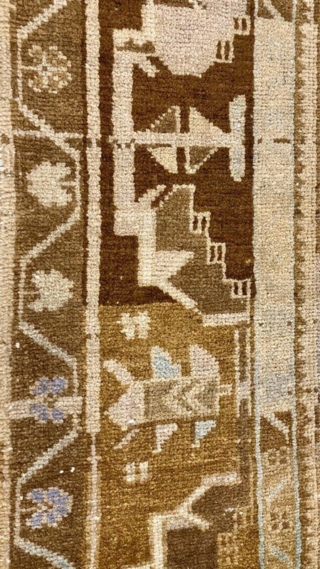 Bohemian Antique 1900-1939's Muted Natural Dye Distressed Oushak Rug 9’4”x4’6”ft gallery