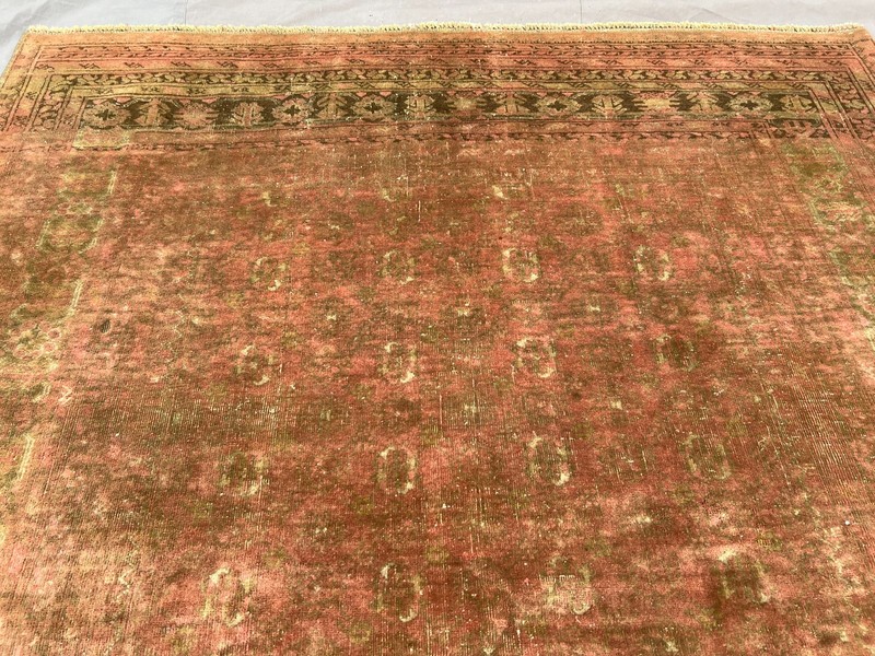 Antique Turkmen Bashiri Rug | Hand-Knotted, Rare Terracotta Faded Bedroom Rug gallery