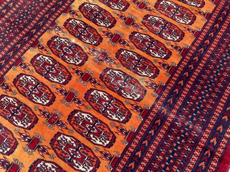 3x5 ft Geometric Turkmen Bokhara Small Faded Low Pile Antique Afghan Wool Carpet gallery