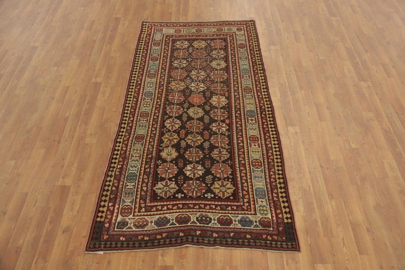 Pre-1900 Hand-made Antique Vegetable Dye Kazak Oriental Rug Nomad Carpet 4x8 gallery