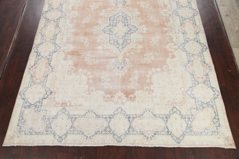 Muted Distressed Area Rug 10x13 Traditional Hand-knotted Wool Geometric Carpet gallery