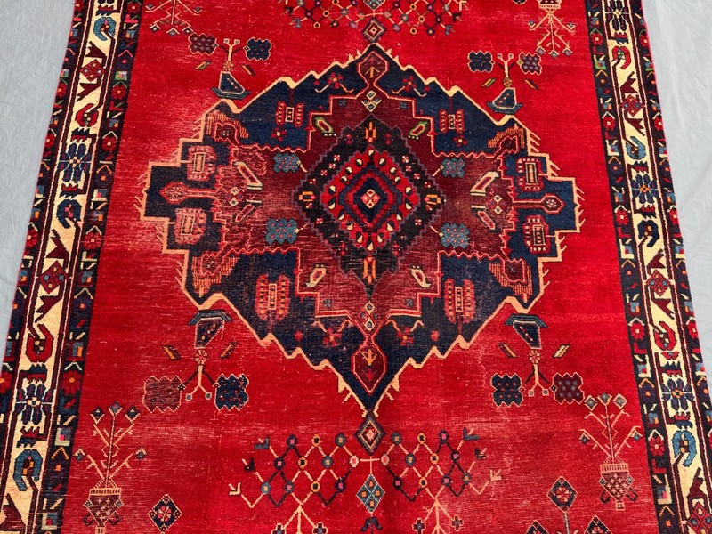 Vintage Turkish Inspired Caucasian Medallion Wool Area Rug, Rare Guestroom Rug gallery