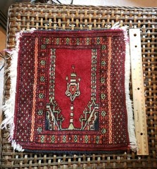Small Vintage Tribal 1′ X 1′ Turkish Rug Hand Made Dollhouse Or Salesman Sample