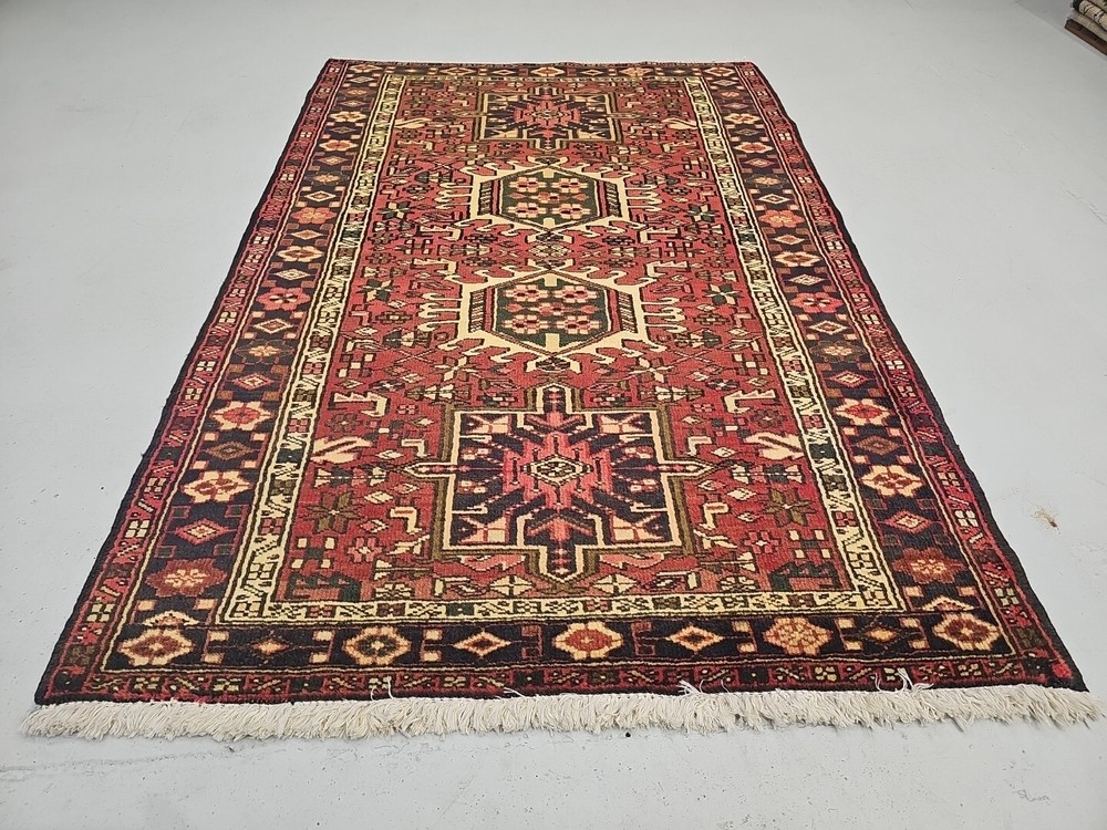 Antique Heriz Karajeh hand-woven wool carpet Oriental carpet 3'6" X 5'3"