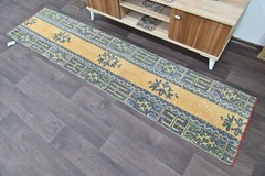 Vintage Turkish Runner Rug 2x8ft ORANGE Handmade Anatolian Oushak Hallway Wool