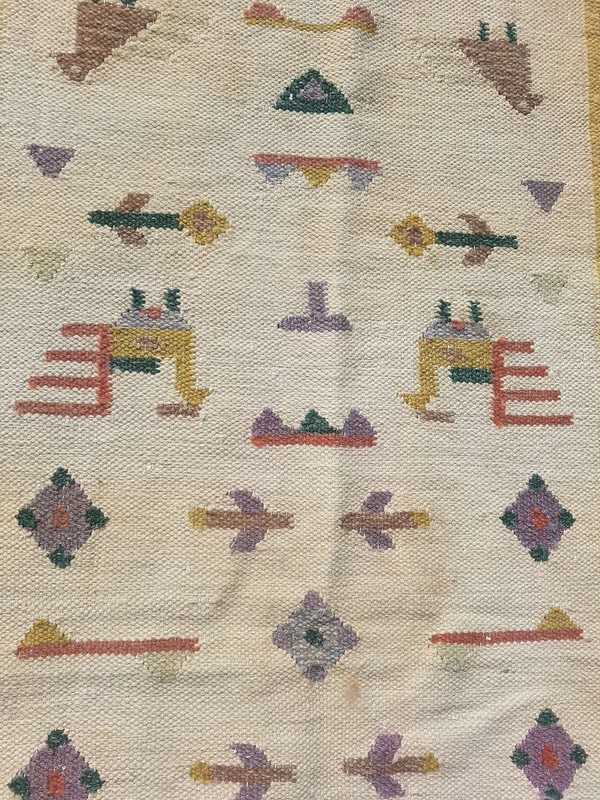 Vintage Handmade Traditional Figural Brown Kilim Floor Rug Carpet 128x68cm gallery