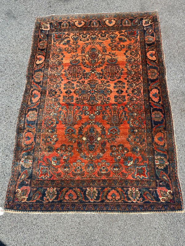 ANTIQUE AMERICAN SAROUK RUG 3'5"x5' FT CIR 1900 gallery