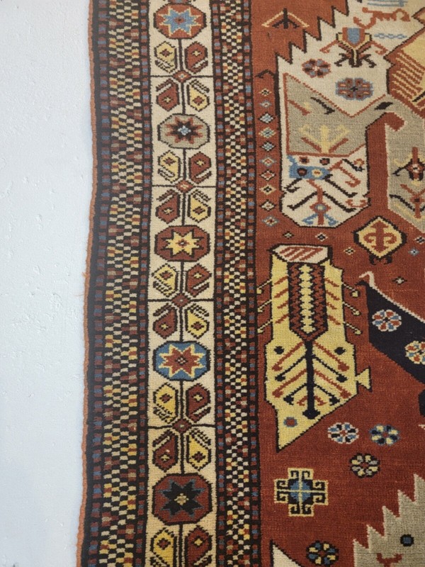 Antique Oriental Hand-Knotted Wool Runner Serapi Design Rust/Ivory 3'1" x 16' gallery