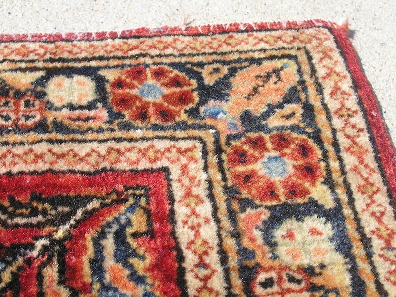 Excellent Antique Saroukk Red Hand Knotted Wool Oriental Rug Washed 2'3" x 4'2" gallery