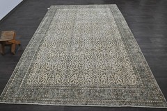 Oushak Turkish Vintage Rug 7×10 Kilim Rug Anatolian Handmade Boho Decor BEIGE