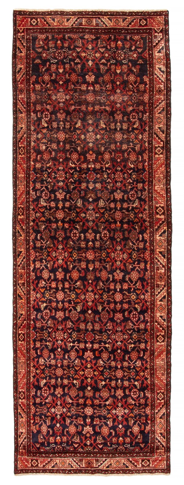 3'5" x 10'2" Vintage Hand-knotted Runner Rug Traditional Oriental Wool Carpet gallery