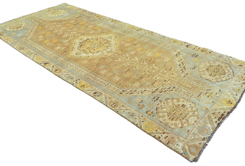 3'11 X 9'3 Vintage Wool Tribal Runner Rug Distressed Carpet Muted Colors 4X9 ft gallery