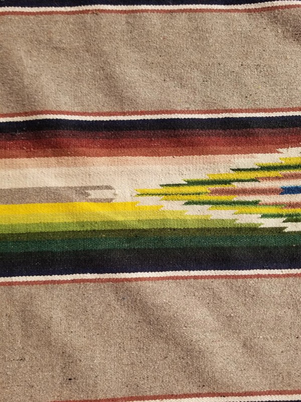 Vintage Handmade Mexican Saltillo Serape Wool Multicolor Kilim 7.0x4.1 ft gallery