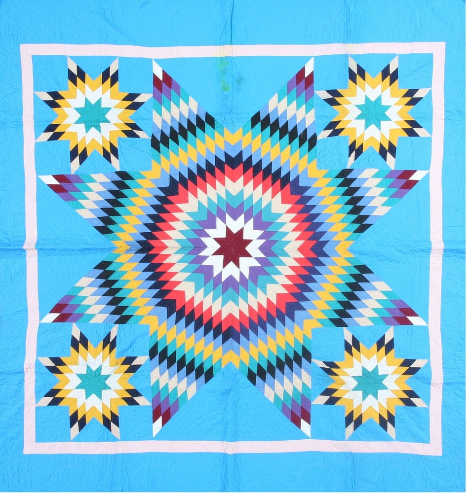 8X8 Antique American Quilts Wool Area Rug 1920