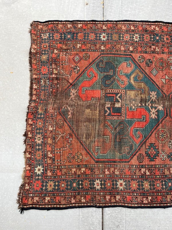 Armenian Antique Chondzoresk Cloudband Karabakh Rug All Wool 4’ 6” X 7' gallery