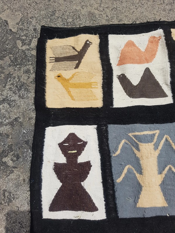 Vintage Traditional Handmade Peruvian Wool Multicolor Kilim 4.2x2.8 ft gallery
