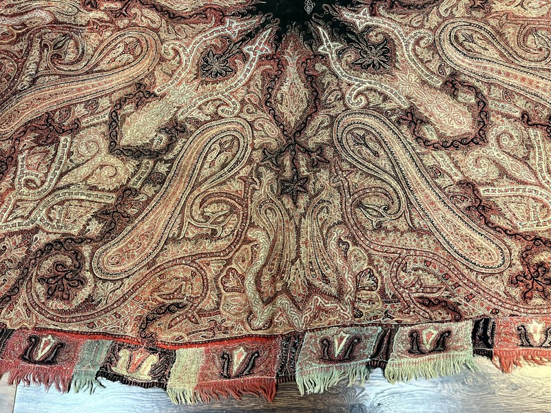 Antique Indian Kashmiri Shawl, Needlework, Signed By Masterweaver, Handmade Rare gallery