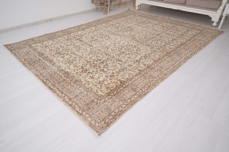 7x10 Turkish Large Rug Vintage Oversize Carpet Traditional Handmade Oushak, 390 gallery