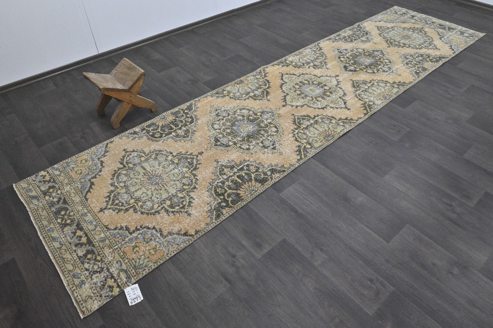 Vintage Turkish Runner Rug 3x12ft Wool Anatolian Handmade Hallway Oushak ORANGE gallery