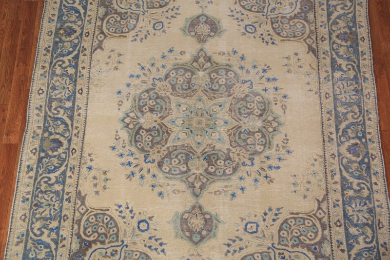 Floral Wool Medallion Tebriz Area Rug 6x9 Vintage Hand-made Traditional Carpet gallery