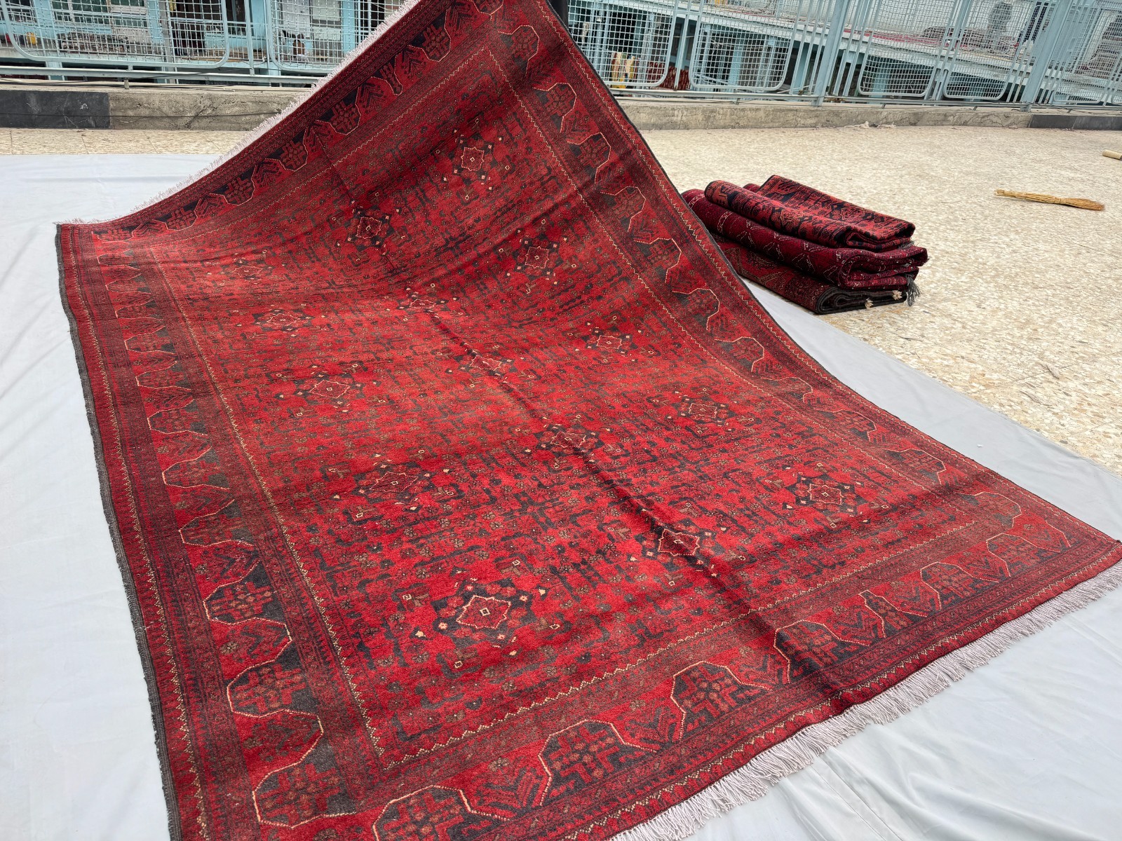 6x9 Red Afghan Hand Knotted Traditional Rug Vintage Turkmen Persian Area Carpet gallery