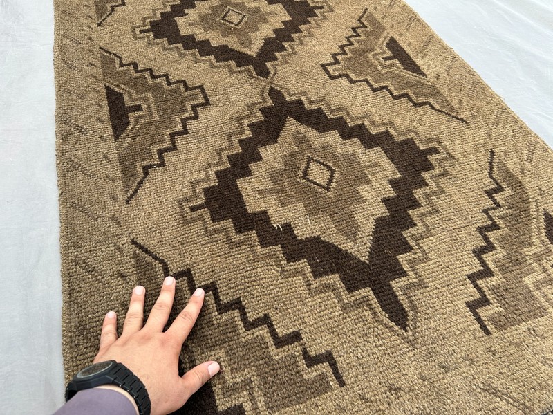 2'11 x 4'5 ft Vintage Afghan Tribal Rug Handmade Wool Geometric Brown Carpet gallery