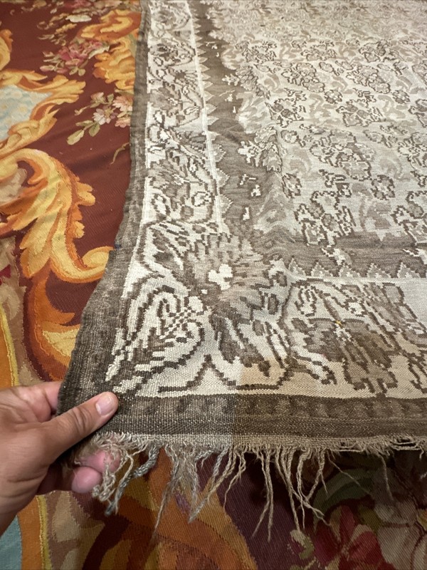 Auth: 19th C Antique Besserabian Kilim Ottoman Natural Goats Wool 6x11 gallery