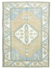 Vintage Turkish Oushak Large Rug – 6’9″ x 9’9″ – Handmade Wool Medallion Carpet