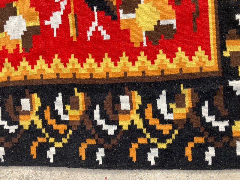 Vintage Handmade Turkish Bessarabian Style Floral Bird Wool Kilim Rug 190x124 cm gallery
