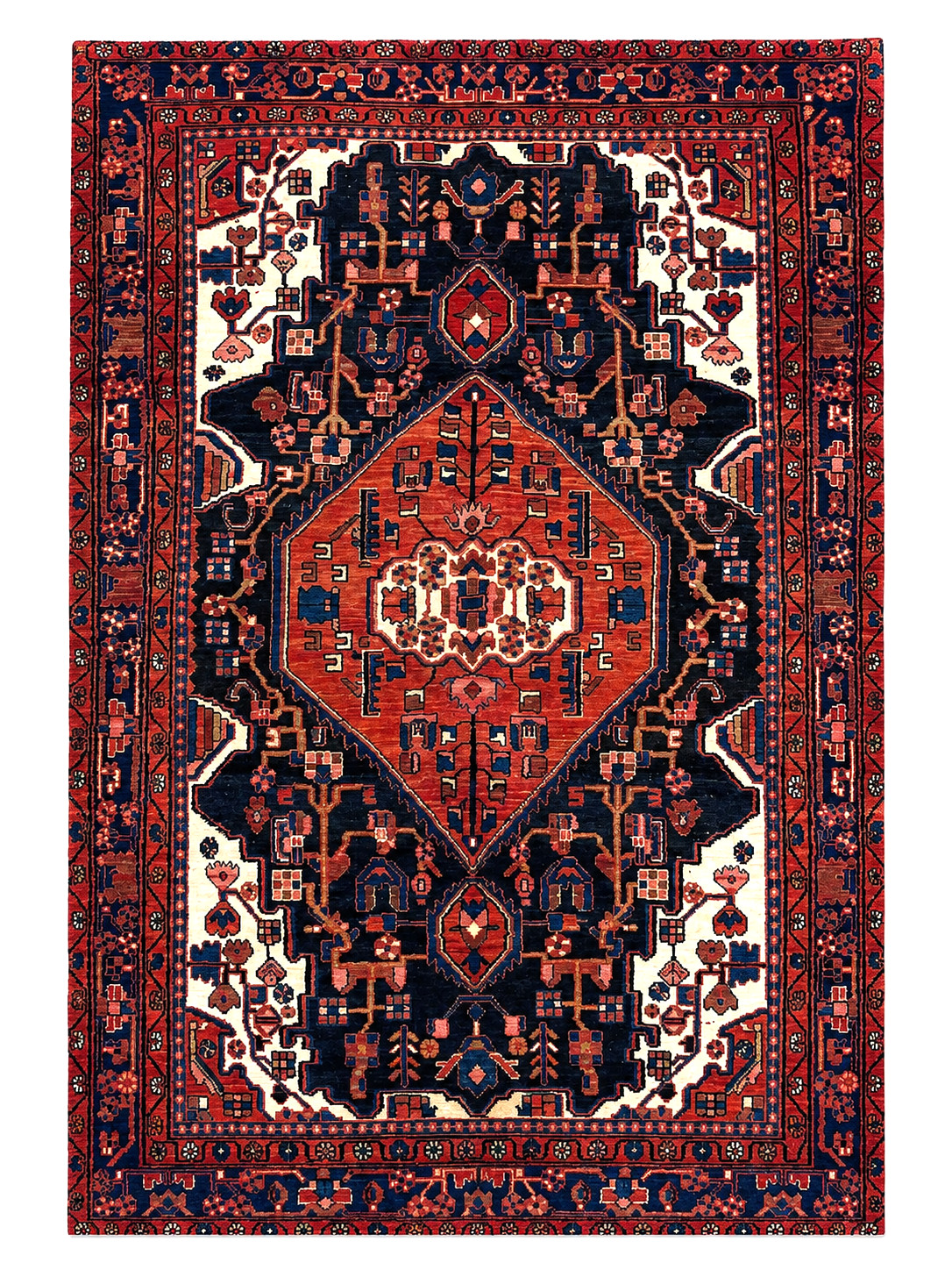 Vintage Nahavand Tribal Wool Hand Knotted Oriental Area Rug 5x9 Navy Blue Red gallery