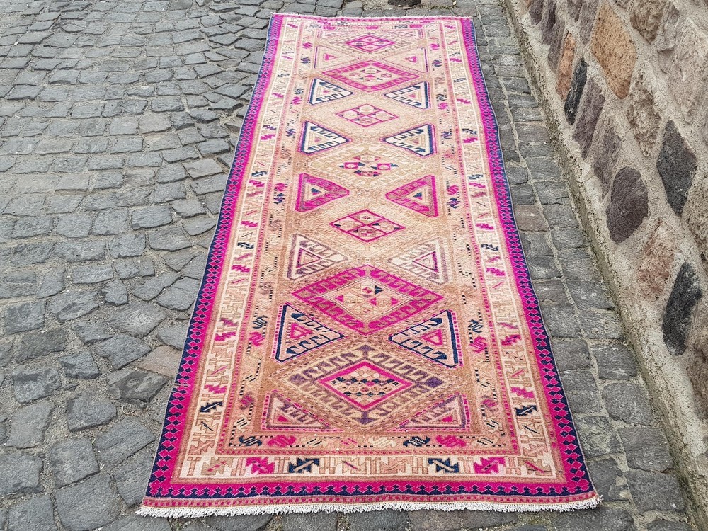 9.8 x 3.4 ft Persian Runner Rug , Unique Wool Handmade Rug