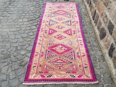 9.8 x 3.4 ft Persian Runner Rug , Unique Wool Handmade Rug