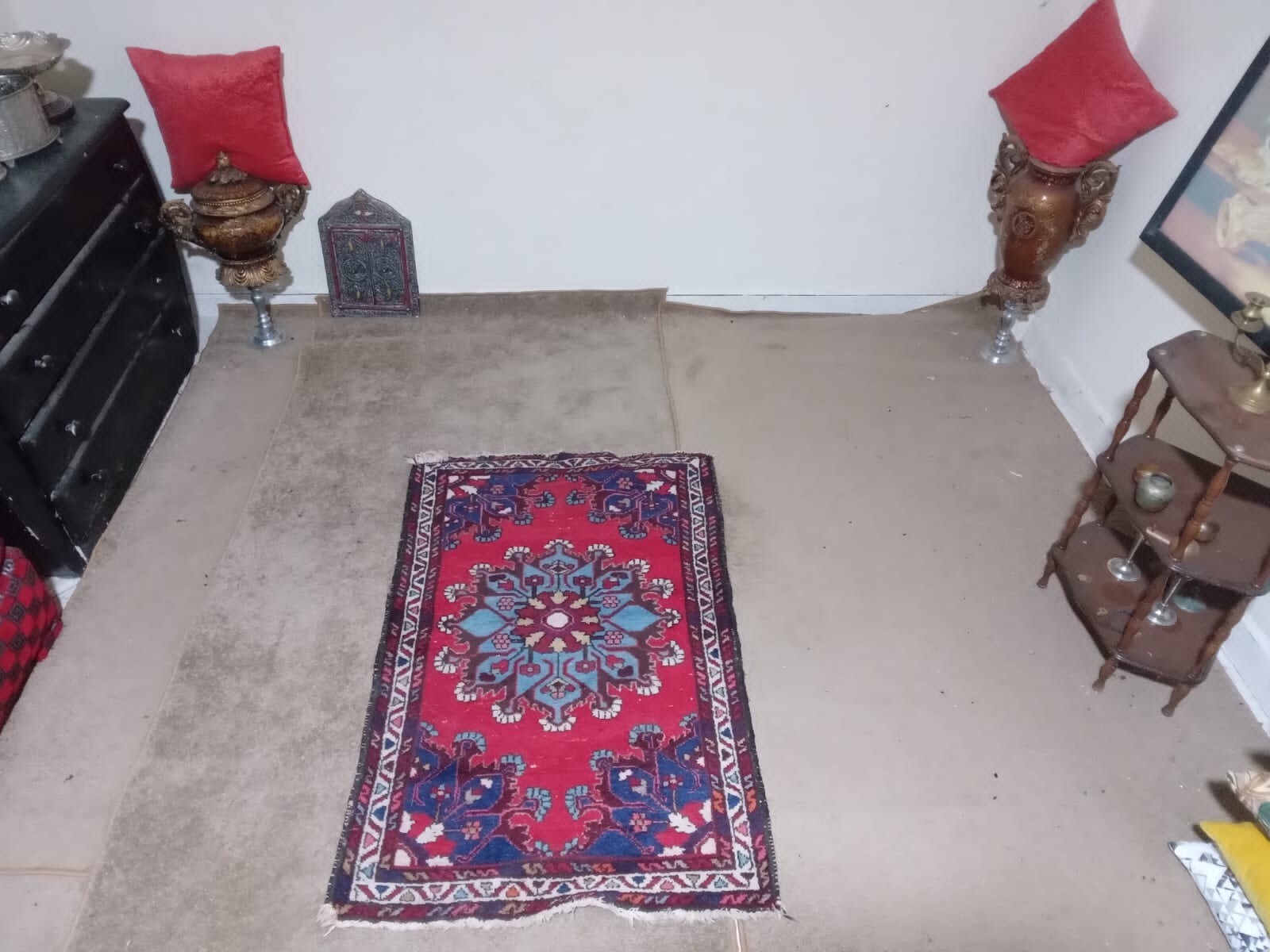Small Traditional Area Carpets Wool Handmade Oriental Rug 77X122 CM / 2'5"X4' FT gallery