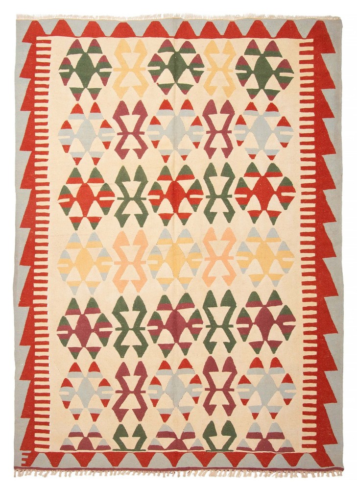 Vintage Hand Woven Area Rug 6'4" x 8'9" Traditional Wool Oriental Carpet