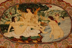RARE HIGH KPSI BATH OF DIANA DESIGN FINE 100% SILK TURKISH HEREKE RUG 3’6″x4’10”
